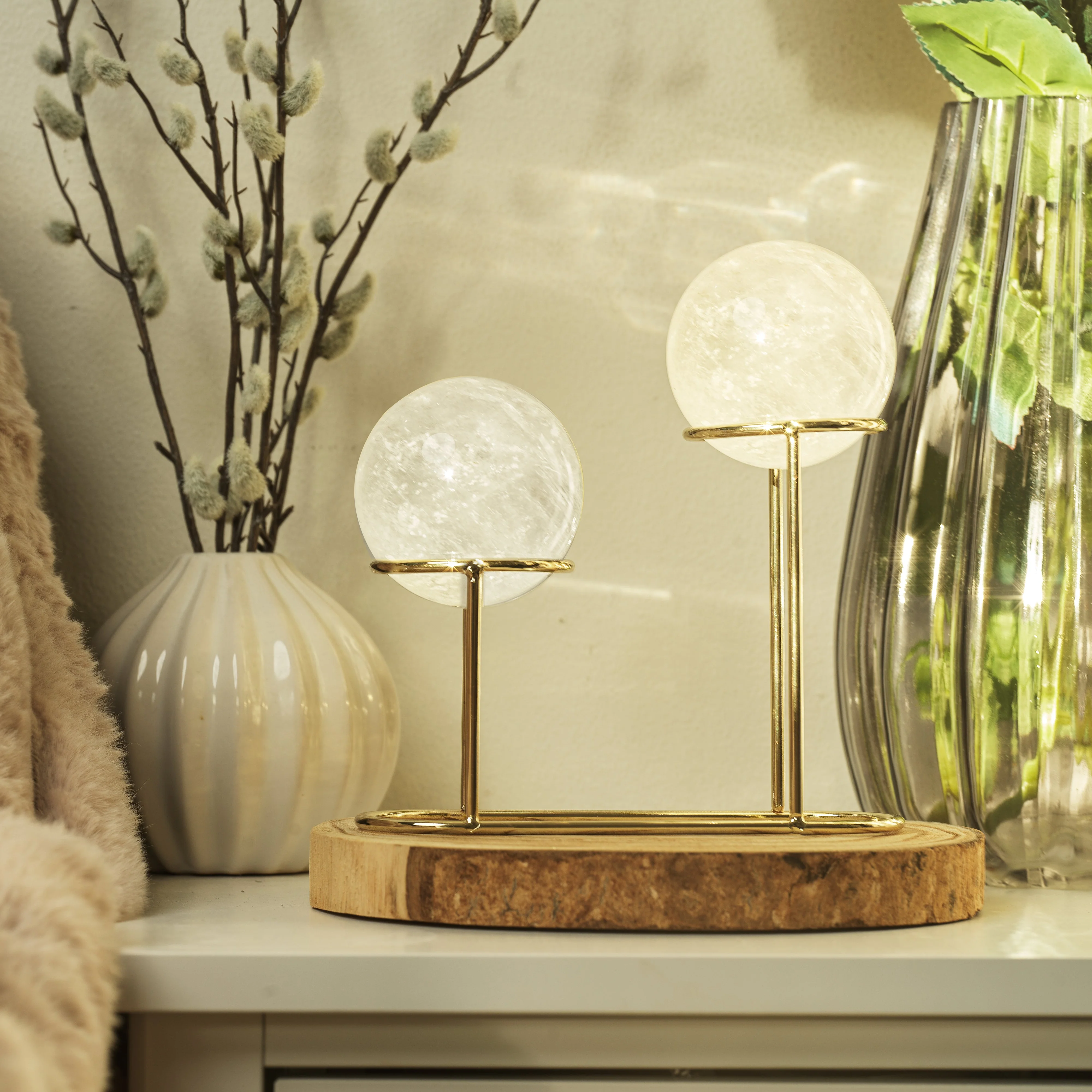 Clear Quartz Dual Sphere Objet